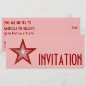 Invitation Red Star 'INVITATION' rose long (Devant / Derrière)