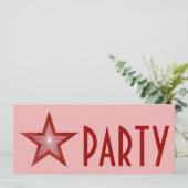 Invitation Red Star 'PARTY' rose long (Debout devant)