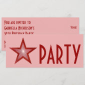Invitation Red Star 'PARTY' rose long (Devant / Derrière)