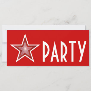 Invitation Red Star 'PARTY' rouge long