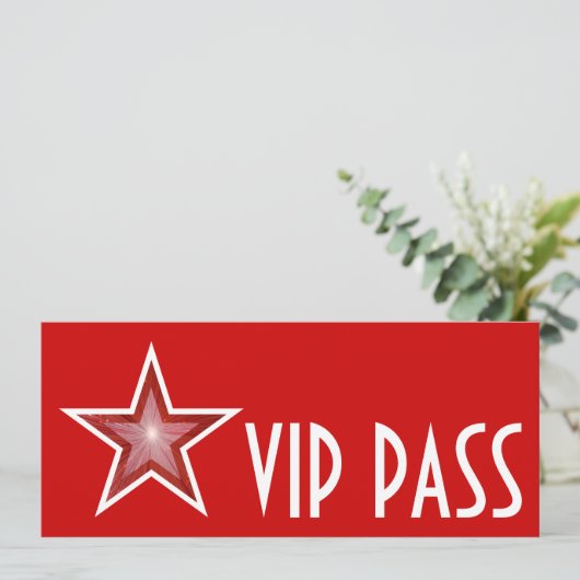 Invitation Red Star 'VIP PASS' rouge long (Debout devant)