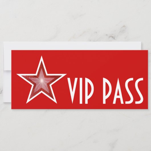 Invitation Red Star 'VIP PASS' rouge long (Devant)