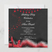 Invitation Red Stars High Heures Birthday Chalkboard Lights (Dos)
