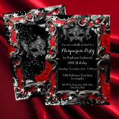 Invitation Red Stars Magical Night Masquerade Party Halloween