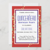 Invitation Red Stars Quinceañero 15e anniversaire GARÇON (Devant)