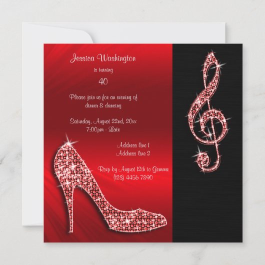 Invitation Red Stiletto & Treble Cleft 40e anniversaire (Dos)