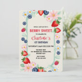 Invitation RED Strawberry 1er fête d'anniversaire (Debout devant)