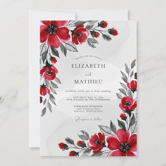 Invitation Red Striking Winter Wedding (Devant)