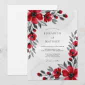 Invitation Red Striking Winter Wedding (Devant / Derrière)