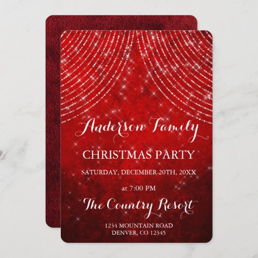 Invitation Red String Light Fête de Noël annuelle (Devant / Derrière)