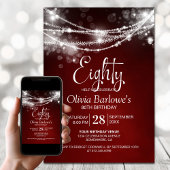 Invitation Red String Lights 80e fête d'anniversaire