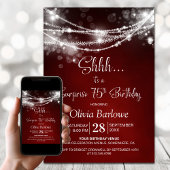 Invitation Red String Lights Surprise 75e fête d'anniversaire