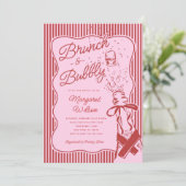 Invitation Red Stripe Bow Brunch and Bubbly Bridal Shower (Debout devant)