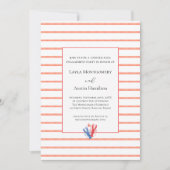 Invitation Red Stripes Minimaliste Lobster Engagement (Devant)
