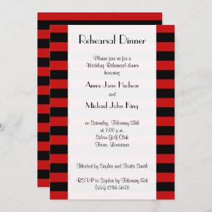 Invitation Red Stripes, Motif rayé, Dîner de répétition