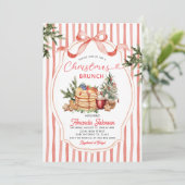 Invitation Red Stripes Pancake Holiday Party Christmas Brunch (Debout devant)