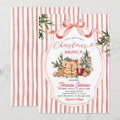 Invitation Red Stripes Pancake Holiday Party Christmas Brunch (Devant / Derrière)