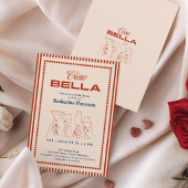 Invitation RED Stripes RETRO Bridal Shower