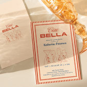 Invitation RED Stripes RETRO Bridal Shower