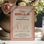 Invitation RED Stripes RETRO Bridal Shower