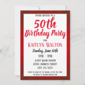 Invitation Red Sunburst 50th Birthday Party (Devant)
