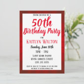 Invitation Red Sunburst 50th Birthday Party (Debout devant)