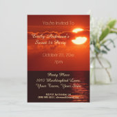 Invitation Red Sunset Summer Beach Thème Sweet 16 Anniversair (Debout devant)