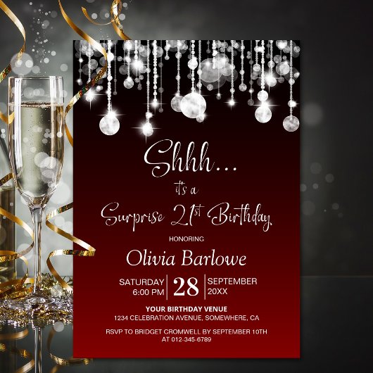 Invitation Red Surprise 21e fête d'anniversaire