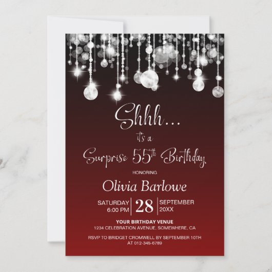 Invitation Red Surprise 55e fête d'anniversaire (Devant)