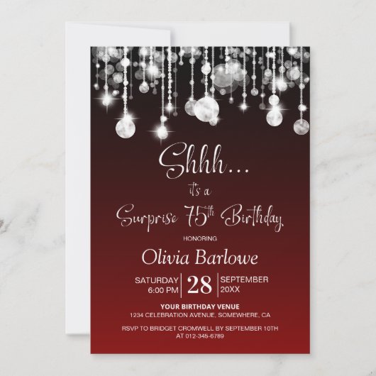 Invitation Red Surprise 75e fête d'anniversaire (Devant)