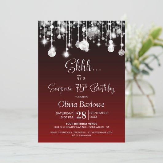 Invitation Red Surprise 75e fête d'anniversaire (Debout devant)