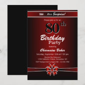 Invitation Red Surprise 80e fête d'anniversaire (Devant / Derrière)