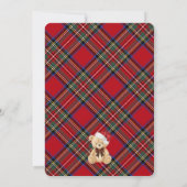 Invitation Red Tartan Plaid Christmas Bear Birthday (Dos)
