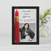 Invitation Red Tassel avec la fête de graduation photo (Debout devant)
