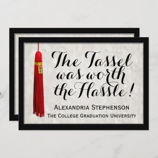 Invitation Red Tassel Worth Hassle Dit Diplôme D'Études Unive (Devant / Derrière)