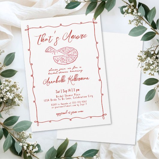 Invitation Red That's Amore Hand Drawn Bridal Shower