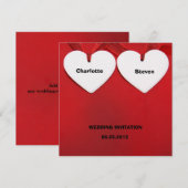 Invitation Red Theme Whimsical Hearts Événement lié à l'Maria (Devant / Derrière)