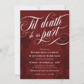 Invitation Red Til Death Do Us Part Skeleton Goth Mariage (Devant)
