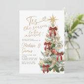 Invitation Red Tis the Season to be Marié Mariage d'hiver (Debout devant)