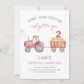 Invitation Red Tractor Birthday Any Age Farm Party (Devant)