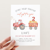 Invitation Red Tractor Birthday Any Age Farm Party