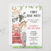 Invitation Red Tractor Farm Animaux 2e anniversaire (Devant)