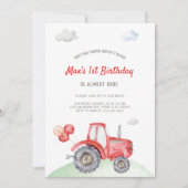 Invitation Red Tractor Festive Ballons Anniversaire Invitatio (Devant)