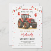 Invitation Red Tractor Thème Anniversaire (Devant)
