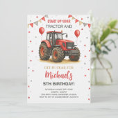 Invitation Red Tractor Thème Anniversaire (Debout devant)