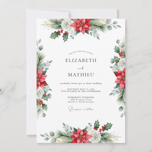 Invitation Red Traditional Winter Wedding (Devant)