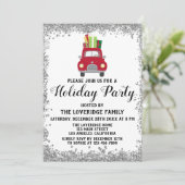 Invitation Red Truck Cadeaux Noël Fête Argent (Debout devant)