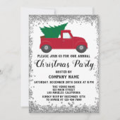 Invitation Red Truck Xmas Tree Company Christmas Party Argent (Devant)