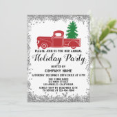 Invitation Red Truck Xmas Tree Company Fête Argent (Debout devant)