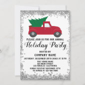 Invitation Red Truck Xmas Tree Company Fête Argent (Devant)